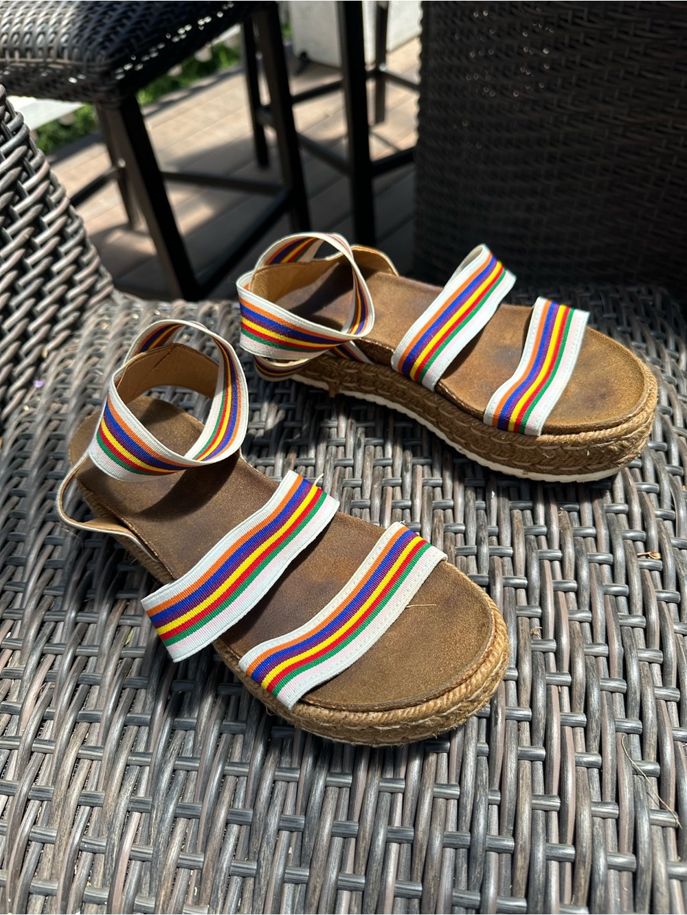 Steve Madden Rainbow Stripe Espadrille Sandals